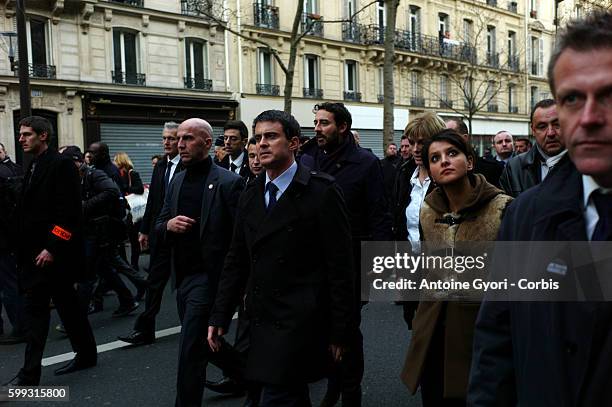 Unity rally "Marche Republicaine" on January 11, 2015 in Paris in tribute to the 17 victims of the three-day killing spree. The killings began on...