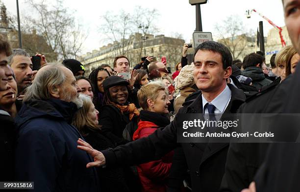 Unity rally "Marche Republicaine" on January 11, 2015 in Paris in tribute to the 17 victims of the three-day killing spree. The killings began on...
