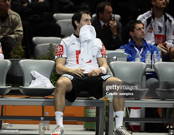 Michael Mueller of Germany disappointed after the IHF World Championships match Norway vs. Germany, in Croatia.