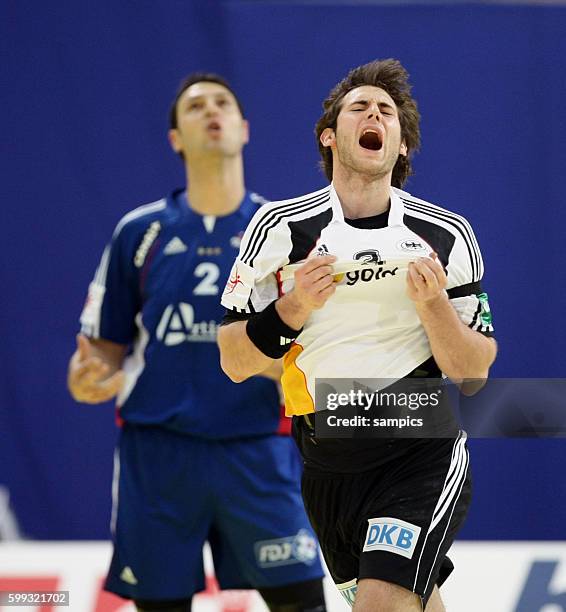 Uwe Gensheimer with Jerome Fernandez EHF Handball EM 2010 Männer Hauptrunde : Deutschland 24 men 's Handball european campionchip 2010 : mainround :...