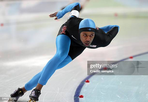 Shani Davis , Olympia Zweiter 2010 Olympische Winterspiele 2010 in Vancouver Eisschnelllauf Herren 1500m Olympic Winter Games 2010 : speedskating men...