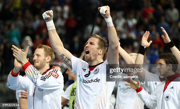 Oliver Roggisch links Stefan Kneer Handball Männer Weltmeisterschaft : Frankreich - Deutschland mens handball worldchampionchip : France - Germany