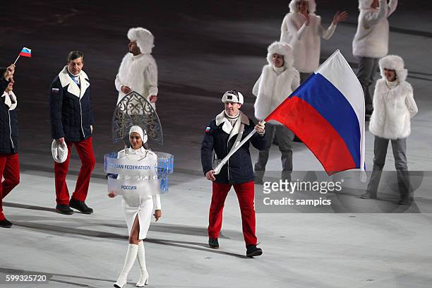 Open ceremony sochi 2014 Eröffnungsfeier ERoeffnungsfeier einmarsch der russischen Mannschaft russia team