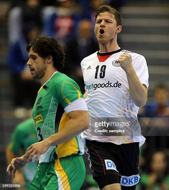 Martin Strobel , Diogo Hubner Handball Männer Weltmeisterschaft : Deutschland - Brasilien mens handball worldchampionchip : Germany - Brazil