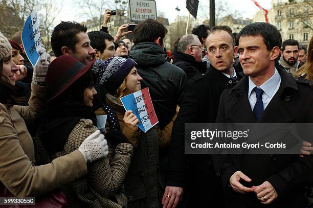 Unity rally "Marche Republicaine" on January 11, 2015 in Paris in tribute to the 17 victims of the three-day killing spree. The killings began on...