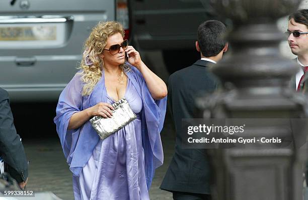 Tony Parker's mother Pamela Firestone arrives to the wedding of Eva Longoria and Tony Parker held in Paris.