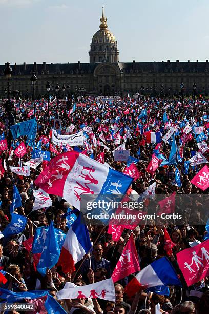 Thousands of people took to the streets of Paris on Sunday in a final effort to stop France from approving a controversial bill legalising same-sex...