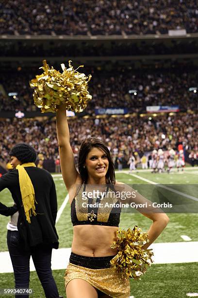 New Orleans cheerleader performs during the NFC Divisional Playoff Game at Louisana Superdome