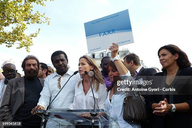 The Socialist mayor of Paris Anne Hidalgo, president of the Representative Council of Jewish Institutions in France Roger Cukierman and writer Marek...