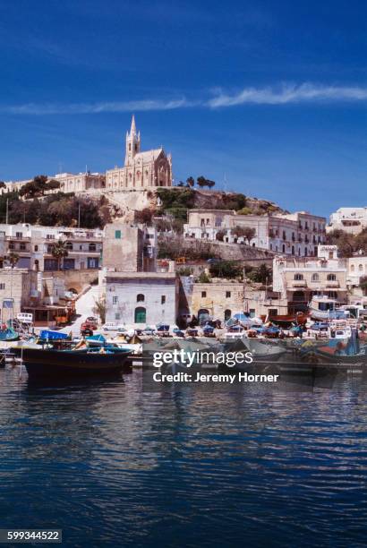 mgarr harbor - mgarr harbour stock pictures, royalty-free photos & images