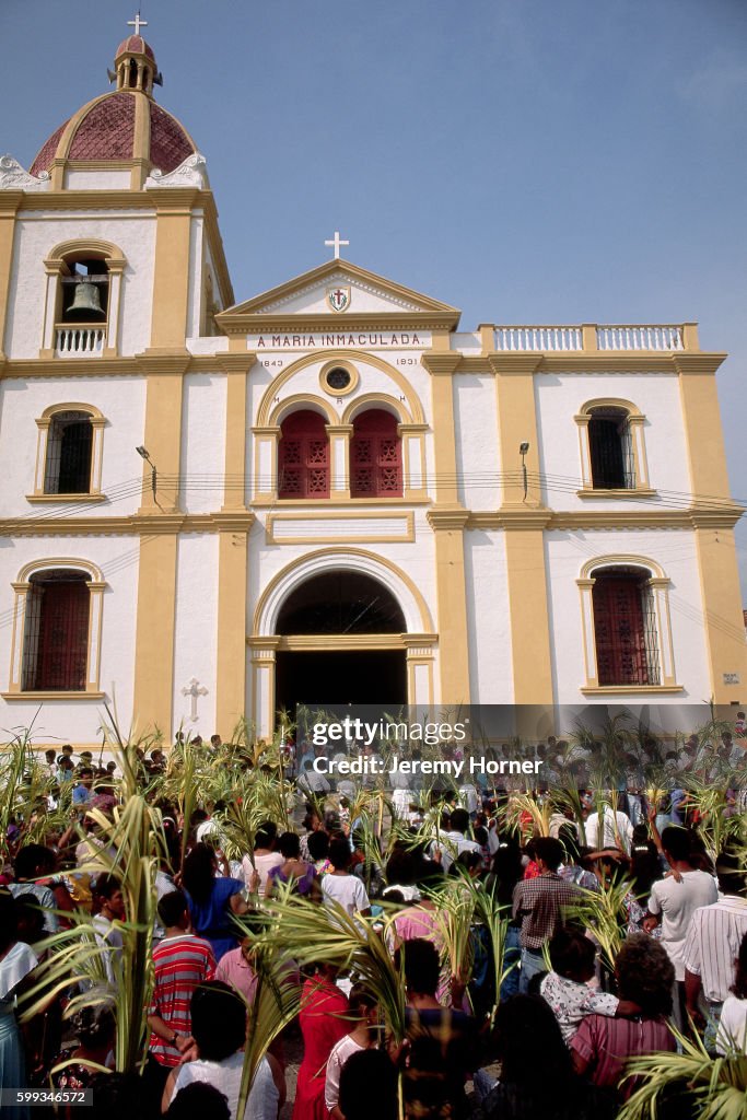 Palm Sunday Procession Outside Church