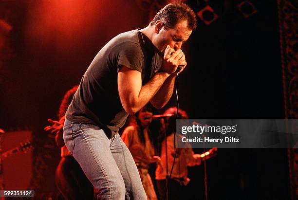 Bruce Willis plays the harmonica in concert during the filming of a TV special called "The Return of Bruno."