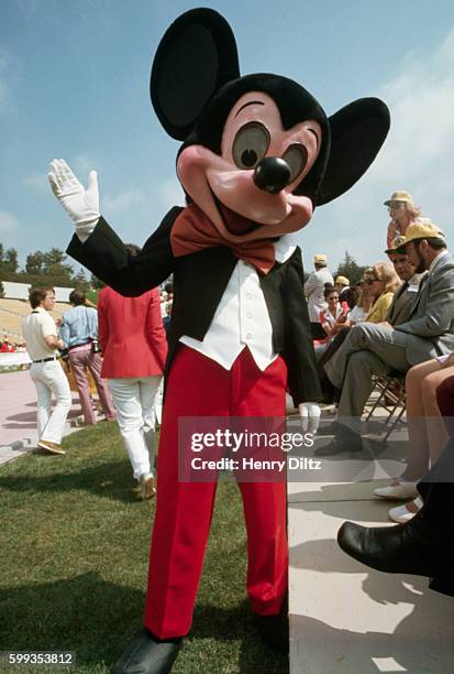 Mickey Mouse Entertaining at the Junior Special Olympics