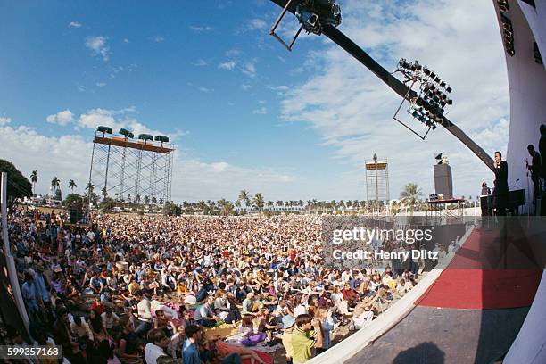 Marvin Gaye performs before a massive audience at the 1968 Miami Pop Festival, held at Gulfstream Park in Hallandale, Florida.