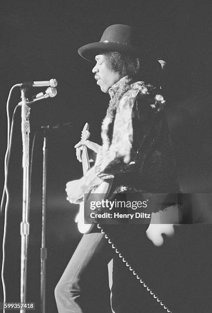 Rock Musician Jimi Hendrix in Concert