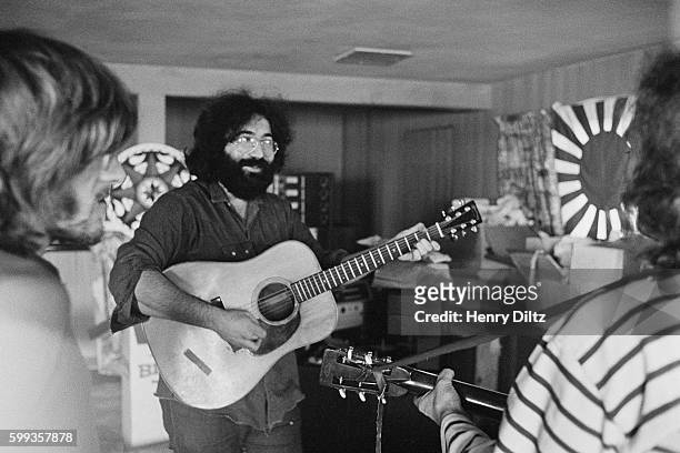 Jerry Garcia , lead guitarist for the Grateful Dead, playing guitar for David Crosby's 1971 debut solo album entitled If I Could Only Remember My...