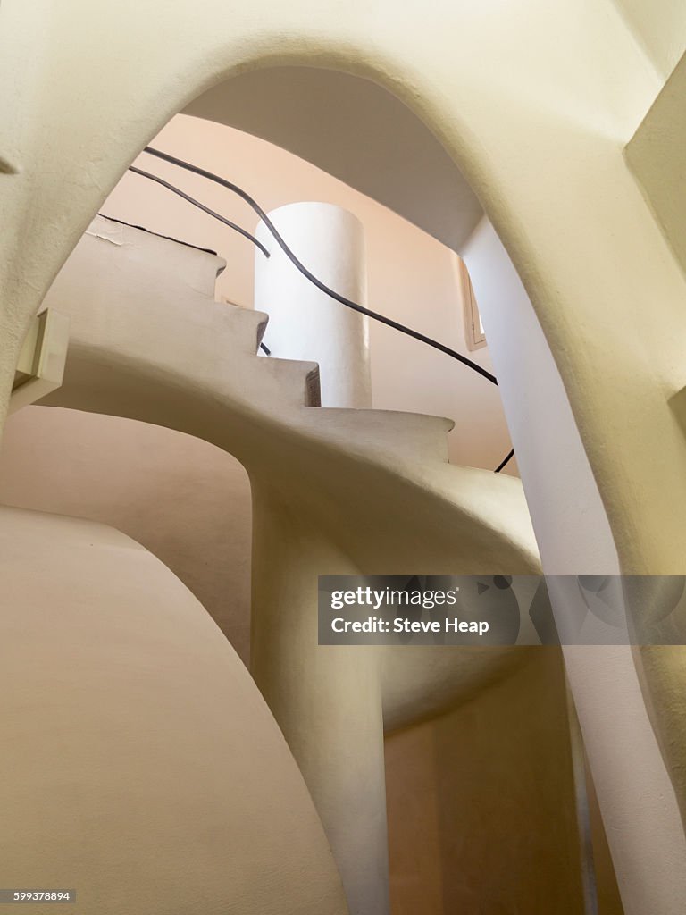 Staircase inside Casa Batllo a famous Modernist building by Antoni Gaudi, Barcelona, Spain, Europe