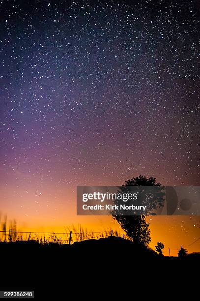 a beautiful starry night sky as the light fades, scotland, uk - dumfries en galloway stockfoto's en -beelden