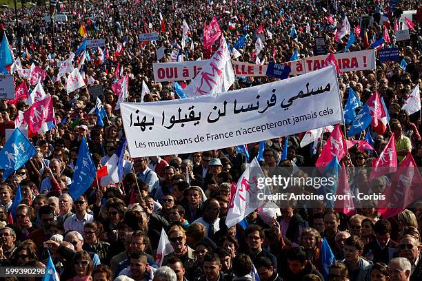 Thousands of people took to the streets of Paris on Sunday in a final effort to stop France from approving a controversial bill legalising same-sex...