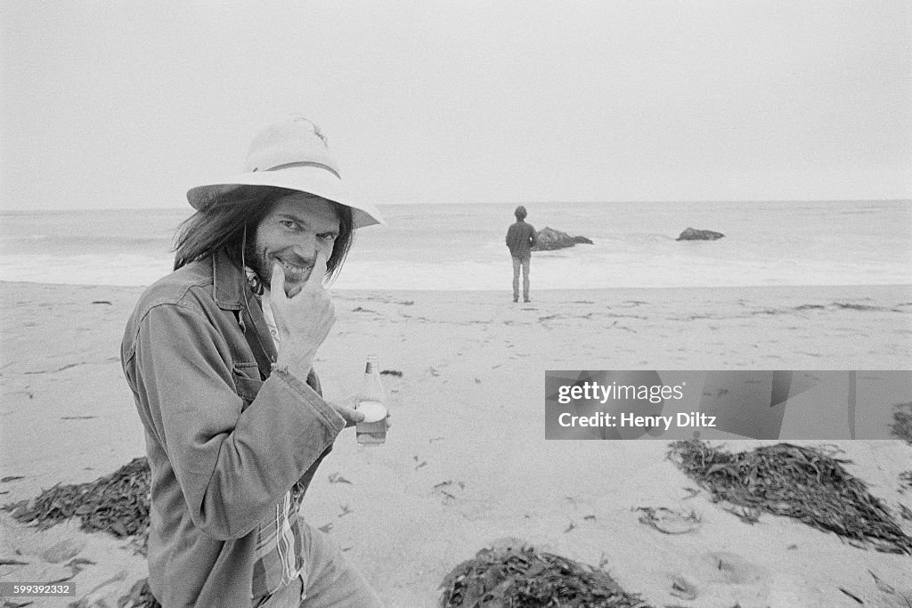 Musician Neil Young at the Beach