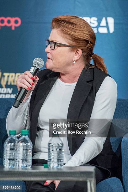 Panel member Kate Mulgrew on the main during Star Trek: Mission New York day 3 at Javits Center on September 4, 2016 in New York City.