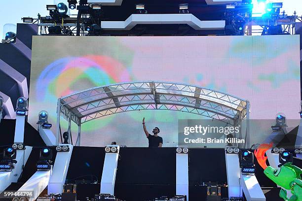 Cedric Gervais performs during Day 3 of the Electric Zoo Wild Island Festival at Randall's Island on September 4, 2016 in New York City.