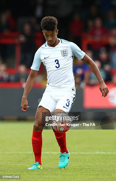 Cameron Borthwick-Jackson of England U20 during the International match between England U20 and Brazil U20 at Aggborough Stadium on September 4, 2016...