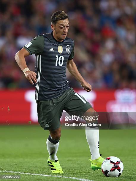 Mesut Oezil of Germany controles the ball during the 2018 FIFA World Cup Qualifier Group C match between Norway and Germany at Ullevaal Stadium on...