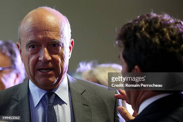 Alain Juppe, Mayor of Bordeaux and Les Republicains presidential candidate hopeful fter a press conference at Bordeaux metropole on September 5, 2016...