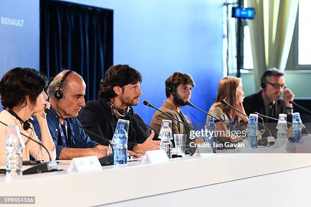 Director Amir Naderi speaks as Claudia Potenza , Andrea Sartoretti, E Nyari, presenter and Jaeger LeCoultre Communications Director Laurent Vinay...