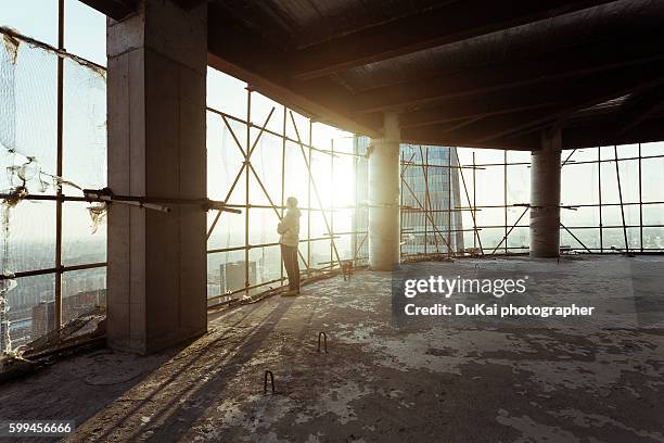 office under construction - skyscraper blueprint stock pictures, royalty-free photos & images