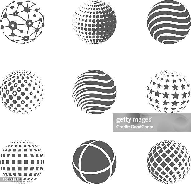 globe icons - sphere stock illustrations