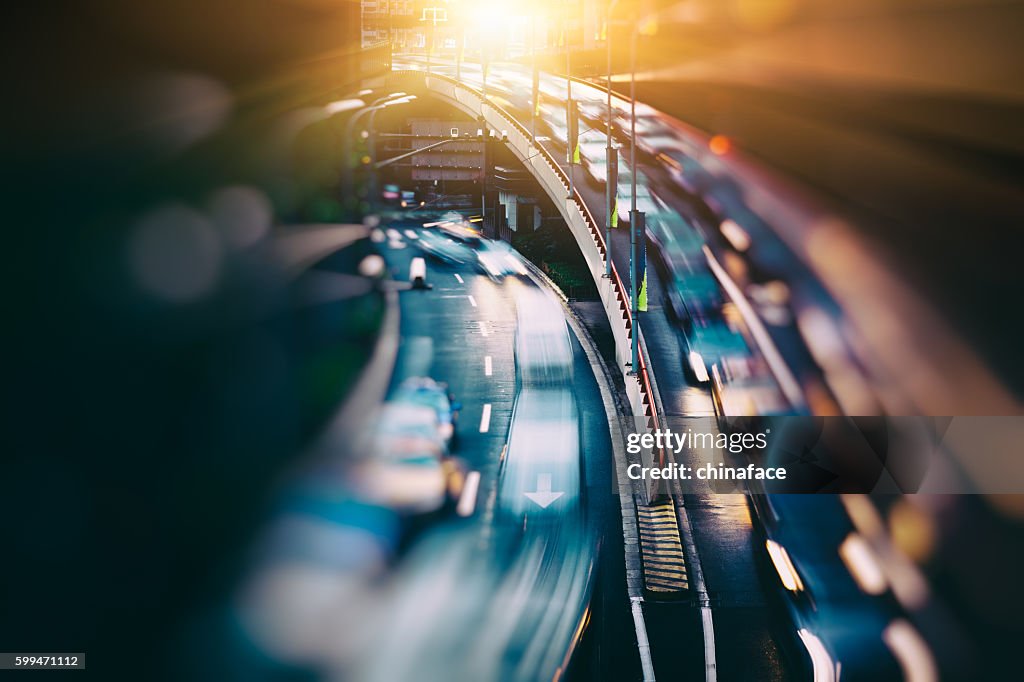 Verschwommener Verkehr im Zentralen Bezirk