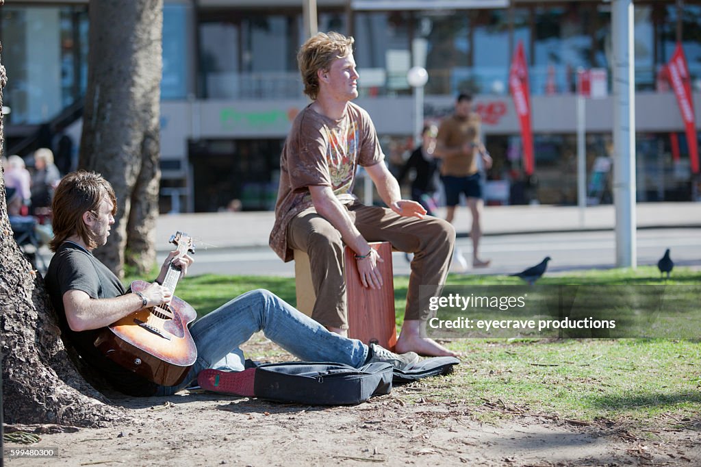 Sydney Australia Manly Beach Public Area Street Musician