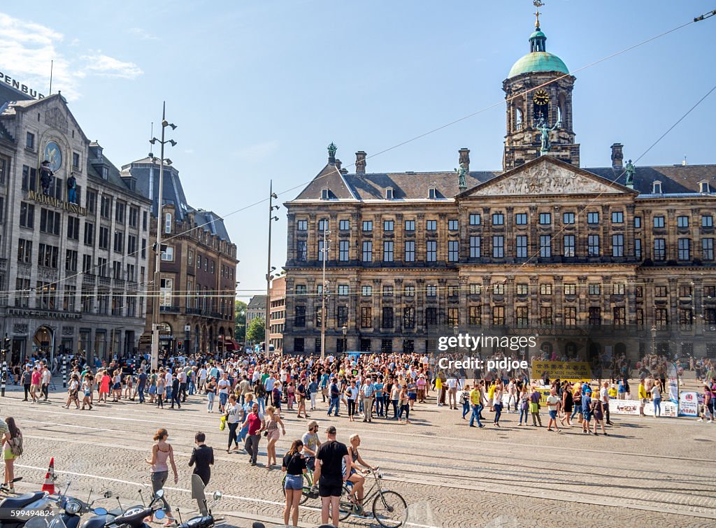 Amsterdam, Royal Palace on the Dam, blue sky