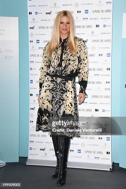 Michelle Hunziker attends a photocall for Doppia Difesa during the 73rd Venice Film Festival at Hotel Excelsior on September 5, 2016 in Venice, Italy.