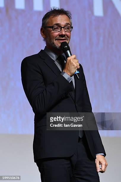 Jaeger LeCoultre Communications Director Laurent Vinay speaks before presenting director Amir Naderi the Jaeger Le Coultre Glory To The Filmmaker...