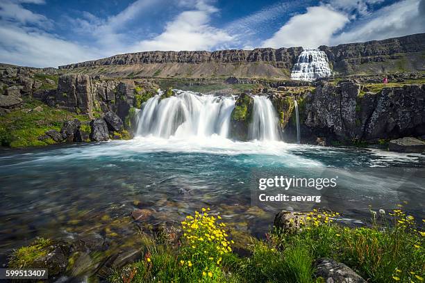 dynjandi waterfall in iceland - westfjords iceland stock pictures, royalty-free photos & images