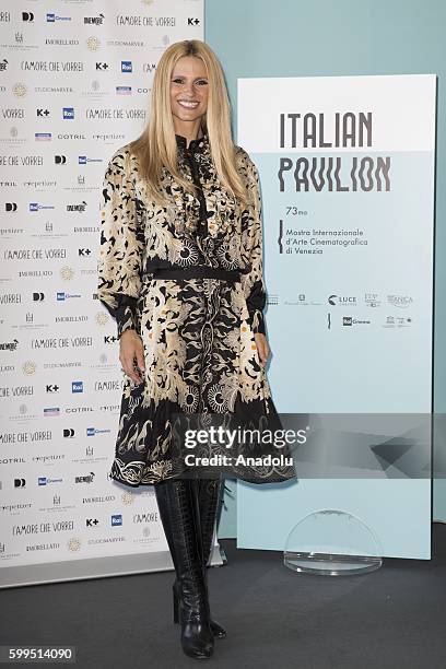 Michelle Hunziker attends the photocall of the short film "L'amore che vorrei" producted by Foundation Doppia Difesa during 73rd Venice Film Festival...