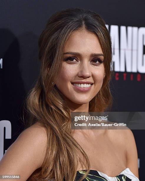 Actress Jessica Alba arrives at the premiere of Summit Entertainment's 'Mechanic: Resurrection' at ArcLight Hollywood on August 22, 2016 in...