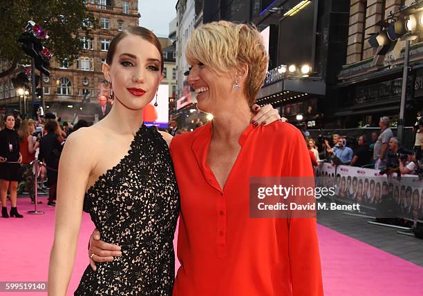 Gaia Romilly Wise and Emma Thompson attend the World Premiere of "Bridget Jones's Baby" at Odeon Leicester Square on September 5, 2016 in London,...