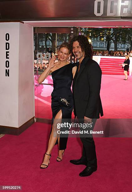 Renee Zellweger and Doyle Bramhall II attend the World Premiere of "Bridget Jones's Baby" at Odeon Leicester Square on September 5, 2016 in London,...