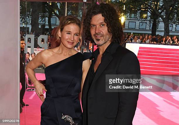 Renee Zellweger and Doyle Bramhall II attend the World Premiere of "Bridget Jones's Baby" at Odeon Leicester Square on September 5, 2016 in London,...