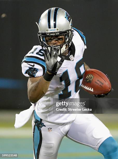 Damiere Byrd of the Carolina Panthers during their game at Bank of America Stadium on September 1, 2016 in Charlotte, North Carolina.