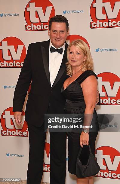 Tony Hadley and Alison Evers arrive for the TVChoice Awards at The Dorchester on September 5, 2016 in London, England.