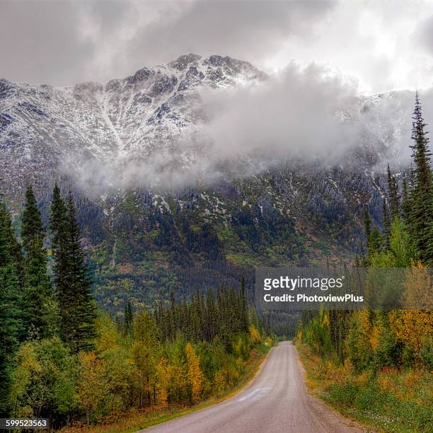 the alcan, or alaska highway in autumn - alcan highway stock pictures, royalty-free photos & images