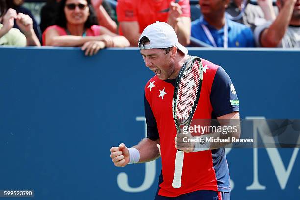 Illya Marchenko of Ukraine reacts against Stan Wawrinka of Switzerland during his fourth round Men's Singles match on Day Eight of the 2016 US Open...