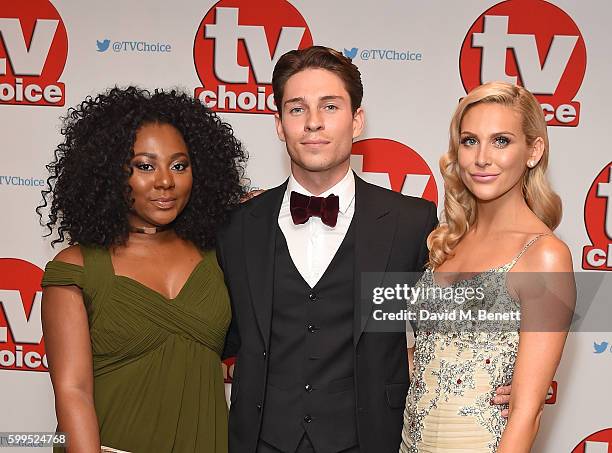 Paisley Billings, Joey Essex and Stephanie Pratt arrive for the TVChoice Awards at The Dorchester on September 5, 2016 in London, England.