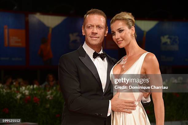 Rocco Siffredi and Rosa Caracciolo attend the premiere of 'Rocco' during the 73rd Venice Film Festival at Sala Perla on September 5, 2016 in Venice,...