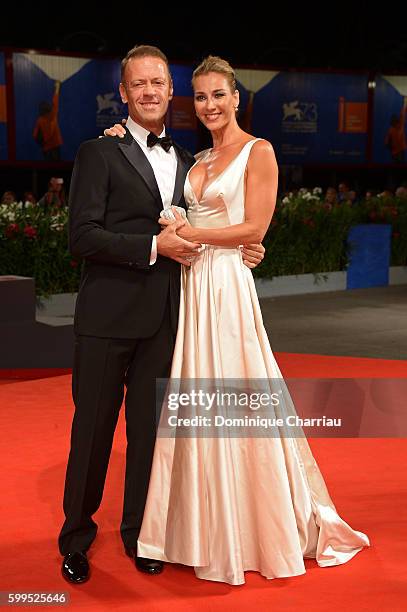 Rocco Siffredi and Rosa Caracciolo attend the premiere of 'Rocco' during the 73rd Venice Film Festival at Sala Perla on September 5, 2016 in Venice,...